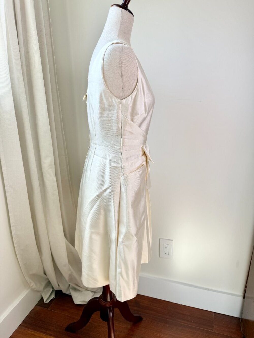 Kate Spade Wedding Belles Jillian Bow Dress Ivory Silk Blend Size 4 Sleeveless - Picture 4 of 11